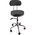 White Furniture Arena Deri Arkalıklı Tekerlekli Tabure Modell - Siyah