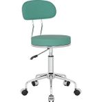 White Furniture Arena Küçük Arkalıklı Tekerlekli Tabure - Petrol Yeşili