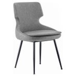 White Furniture Donna Metal Siyah Ayak Poliüretan Sünger Deri Rahat Sandalye - Gri