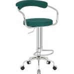 White Furniture Nessa Tekerlekli Bar Sandalyesi - Petrol Yeşili