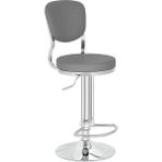 White Furniture Obje Deri Bar Sandalyesi - Açık Gri