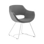 White Furniture Ultra Krom Metal Ayak Poliüretan Sünger Yeşil Kaşe Kumaş Rahat Ofis Bekleme Sandalyesi - Açık Gri