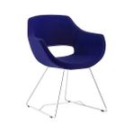 White Furniture Ultra Krom Metal Ayak Poliüretan Sünger Yeşil Kaşe Kumaş Rahat Ofis Bekleme Sandalyesi - Lacivert