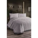 White Home Ozamhom 3 Parca Gupurlu Yatak Örtüsü - Açık Gri - 250 x 260 cm