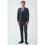 White Stone Antrasit Slim Fit Kalıp Esnek Likralı Kapaklı Cepli Takım Elbise - 48