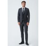 White Stone Antrasit Slim Fit Kalıp Esnek Likralı Kapaklı Cepli Takım Elbise - 54