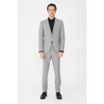 White Stone Gri Dokulu Modern Kesim Takım Elbise - Regular Fit - 52