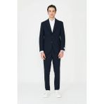 White Stone Lacivert Modern Slim Fit Düz Kumaş Klasik Kesim Takım Elbise - Regular Fit - 50