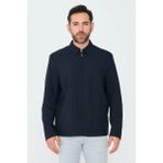 White Stone Lacivert Yandan Cepli Fermuarlı Erkek Mevsimlik Mont - 2XL - Navy