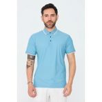 White Stone Mavi Düğmeli Polo Yaka Erkek Tişört - Blue - 2XL
