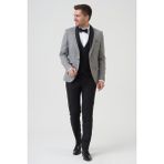 White Stone Philadelphia[ D2405 Slim Fit 6 Drop Likralı Damatlık Takım Elbise A.gri - 56 - Açık Gri