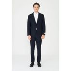 White Stone Siyah Modern Slim Fit Düz Kumaş Klasik Kesim Takım Elbise - Regular Fit - 48