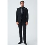 White Stone Siyah Slim Fit Kalıp Klasik Esnek Likralı Kapaklı Cepli Takım Elbise - 56