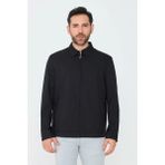 White Stone Siyah Yandan Cepli Fermuarlı Erkek Mevsimlik Mont - 2XL - Black