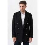 White Stone Trento K290 Kruvaze Yaka Slim Fit Pamuklu Kaban Siyah - 54