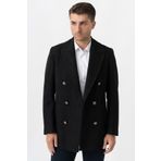 White Stone Trento K290 Kruvaze Yaka Slim Fit Pamuklu Kaban Siyah
