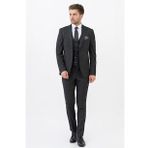White Stone Zapopan T196 Slim Fit Yelekli 6 Drop Likralı Takım Elbise Desenli