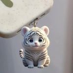 White Tiger Figürlü Telefon Charmı (Lighting (İphone) Uyumlu Şarj Soketi Tıpası)