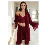 White Velvet Kadın Kutulu Pamuklu 4 Parça Pijama Sabahlık Gecelik Seti