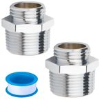 WHK 3/4 "İnç GHT Erkek Diş x 1" İnç NPT Erkek Bahçe Hortum Bağlantı Parçaları Konnektör Adaptörü (3/4 MGHT x 1 MNPT) Boru Ek Parçalarını Bahçe Hortumuna Bağlayın (2 Paket, Krom Pirinç)