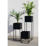 Whome Saksı - Dekoratif Metal 3'lü Set Ayaklı Saksılık - Siyah