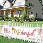 WHPCT Miss Onederful 1. Doğum Günü Afişi, Mutlu İlk Doğum Günü Bayan Onederful Bahçe İşareti, Kız 1. Doğum Günü Arka Plan Dekorasyon Pembe (9,8 X 1,6 Ft)