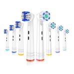 Whuppsi Oral B Braun Elektrikli Diş Fırçaları ile Uyumlu Yedek Diş Fırçası Başlıkları, 8 ADET, Ultra İnce Kıllar, Oral-B Kolları için Yuvarlak Kafa Model 3756 3757 3744 3765 3772 4729