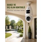 Wi-Fi Ampul Kamera Sistemi Gece Görüşlü Çift Lens - GMS8763-9885