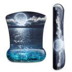 Wiabsi Bilek Desteği Jel Seti, Kaymaz Kauçuk Tabanlı, Kolay Yazma ve Ağrı Giderme için Sevimli Mouse Pad, Oyun, Bilgisayar, Ofis - Ay Okyanus için ..