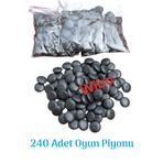 Wibo Plastik Oyun Piyonu Taşı Go Oyunu-Mangala Oyun Taşı ve Kutu Oyun Taşları 240 Adet Siyah