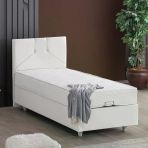 Wick Tek Kişilik Baza Başlık Letto Yatak Seti - Beyaz