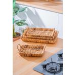 Wicker 4 Parça Hasır Dikdörtgen Sepet
