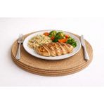 Wicker Rustic Hasır Amerikan Servisi, Supla, Yemek Seti, - 27 x 27 cm - Bej