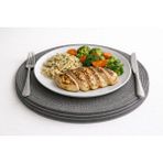 Wicker Rustic Hasır Amerikan Servisi, Supla, Yemek Seti - 27 x 27 cm - Gri