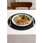 Wicker Rustic Hasır Amerikan Servisi, Supla, Yemek Seti - 27 x 27 cm - Siyah