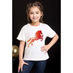 Widi Alevli Ateş Baskılı Sarı ve Kırmızı Detay %100 Pamuk Erkek Çocuk Kız Çocuk Beyaz T-Shirt - Siyah - 11 - 12 Yaş