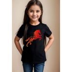 Widi Alevli Ateş Baskılı Sarı ve Kırmızı Detay %100 Pamuk Erkek Çocuk Kız Çocuk Siyah T-Shirt - 3 - 4 Yaş