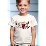 Widi Anime Naruto Itachi Gözü Baskılı %100 Pamuk Premium Kız Çocuk Erkek Çocuk Beyaz T-Shirt - Kırmızı