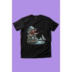 Widi Balıkçı Olta ile Balık Tutmak Deniz ve Kamp Baskılı %100 Pamuk Premium Erkek Çocuk Kız Çocuk T-Shirt - Kırmızı - 15 - 16 Yaş