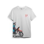 WİDİ Cross Motor Enduro Ekipmanları Göğüs Ve Yan Detay Baskılı Regular Fit %100 Pamuk Beyaz T-shirt