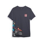 WİDİ Cross Motor Enduro Ekipmanları Göğüs Ve Yan Detay Baskılı Regular Fit %100 Pamuk Gri T-shirt