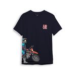 WİDİ Cross Motor Enduro Ekipmanları Göğüs Ve Yan Detay Baskılı Regular Fit %100 Pamuk Lacivert T-shirt