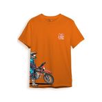 WİDİ Cross Motor Enduro Ekipmanları Göğüs Ve Yan Detay Baskılı Regular Fit %100 Pamuk Turuncu T-shirt