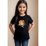 Widi Fermuarlı Sevimli Aslan Baskılı Kız Çocuk Erkek Çocuk %100 Pamuk Siyah T-Shirt - Ekru - 15 - 16 Yaş