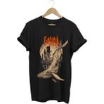 WİDİ Gojira Balıklar Köpek Balığı Music Baskılı %100 Pamuk Regular Fit Bisiklet Yaka Siyah T-shirt