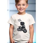 Widi Motorcu Pug Köpek Sevimli Cool Lets Ride Baskılı %100 Pamuk Erkek Çocuk Kız Çocuk Beyaz T-Shirt - Kırmızı - 15 - 16 Yaş