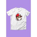 Widi Sevimli Şapkalı Cool Sincap Baskılı %100 Pamuk Erkek Çocuk Kız Çocuk Beyaz T-Shirt - Siyah - 5 - 6 Yaş