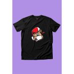 Widi Sevimli Şapkalı Cool Sincap Baskılı %100 Pamuk Erkek Çocuk Kız Çocuk Siyah T-Shirt - 5 - 6 Yaş