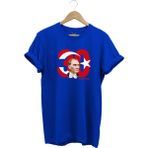 Widi Türk Bayrağı ve Atatürk Baskılı 30 Ağustos Zafer Bayramı Tasarımlı %100 Pamuk Regular Fit T-Shirt - 2XL - Saks Mavi