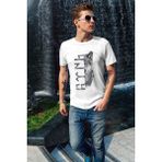 Widi Türkiye Bozkurt Göktürkçe Türk Yazısı ve Kurt Baskılı Regular Fit %100 Pamuk T-Shirt - Beyaz